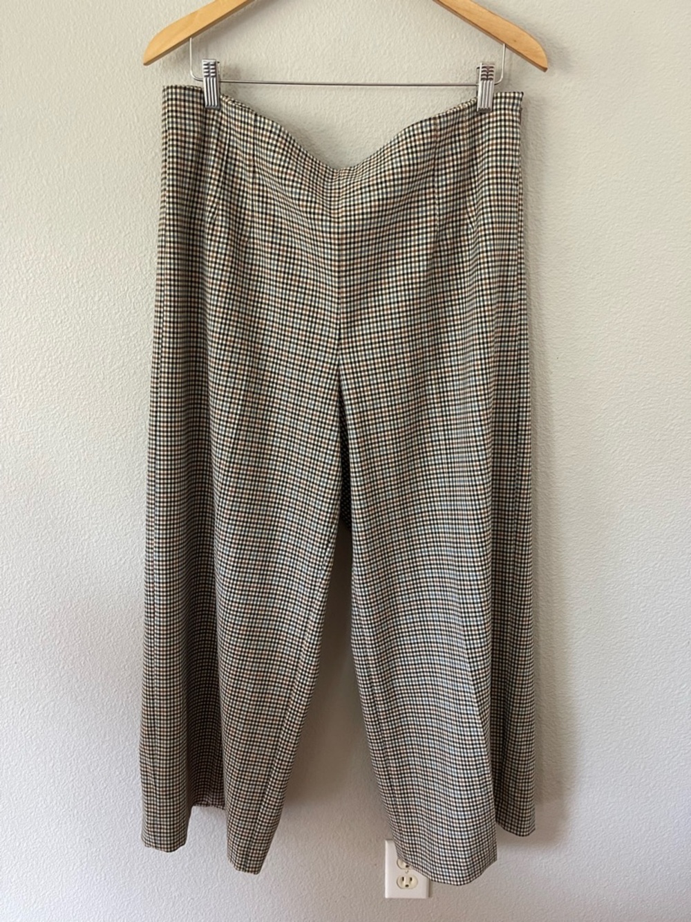 LOFT Wide Leg Crop Trousers Check Pattern Size 14T
